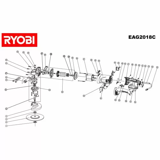 Ryobi EAG2018C Spare Parts List Type: 5133000871